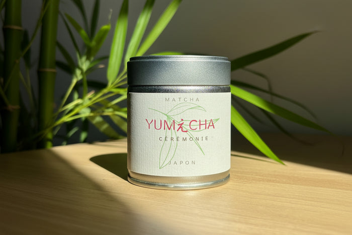 Matcha Cérémonie Yumecha, boîte 30 g — matcha de cérémonie d'Uji, Kyoto (packshot)